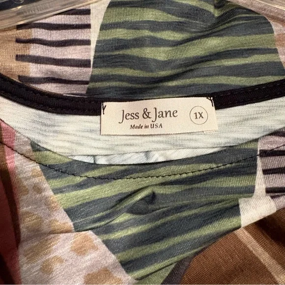 Jess & Jane Abstract Patchwork Women's Tunic Top Large Geometric Colorful - Picture 6 of 6